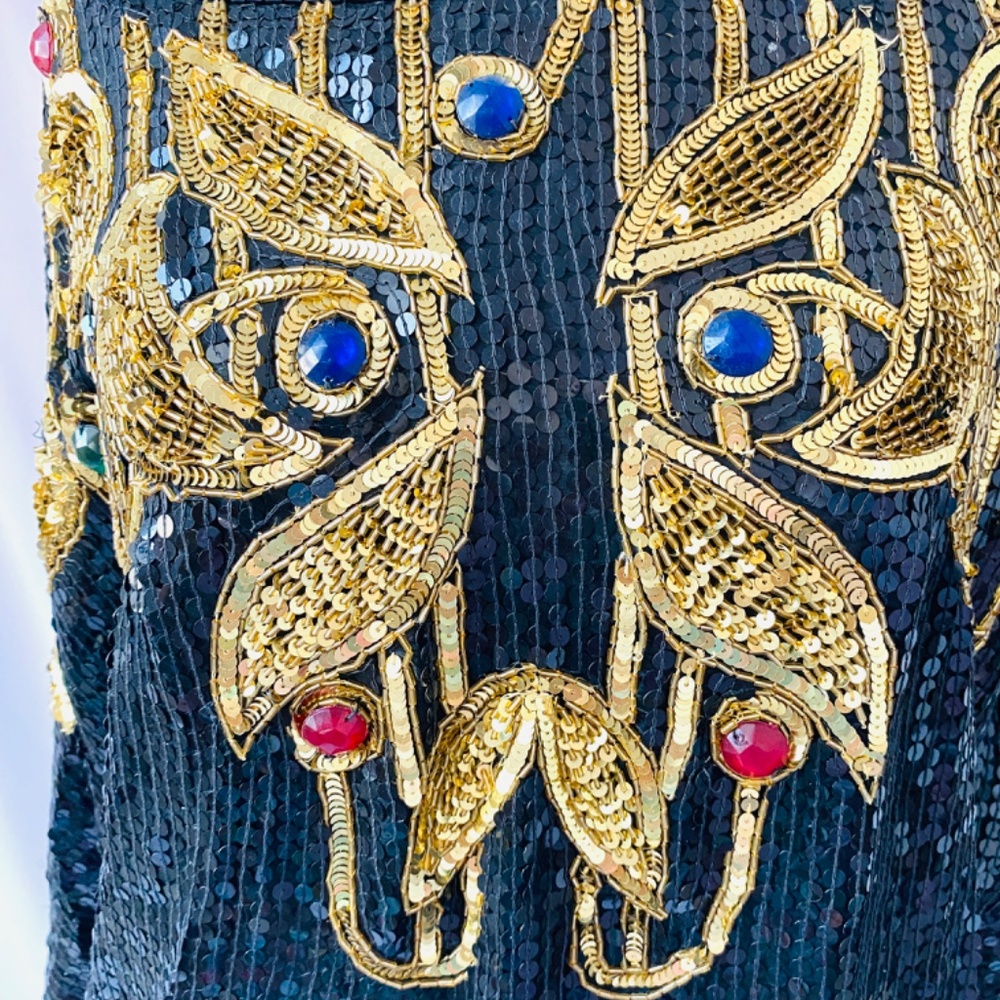 Vintage‎ 80's Silk, Sequin and Rhinestone Creative Creations Disco Glam Blouse - Picture 7 of 14